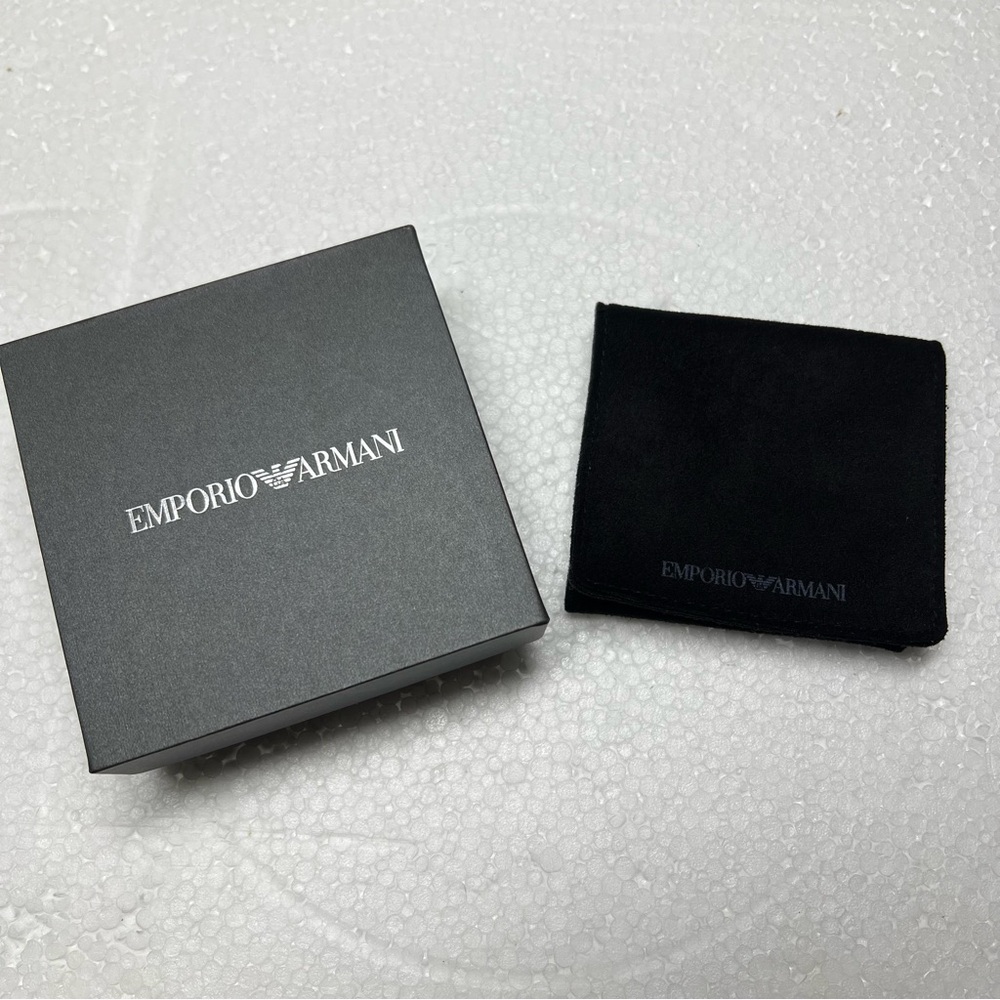 EMPORIO ARMANI Gray Box with Black Velvet Pouch 3.5x3.5x1.5 inches